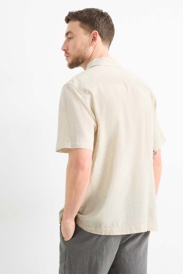 Unisex - Cămașă - regular fit - guler Kent - amestec de in - bej deschis