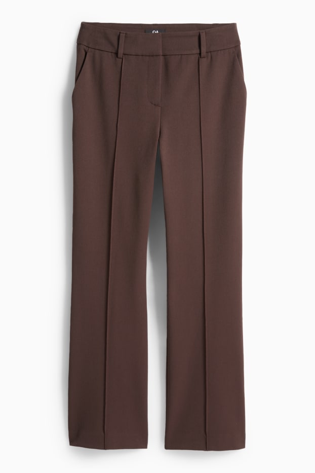 Dames - Pantalon - mid waist - flared - donkerbruin