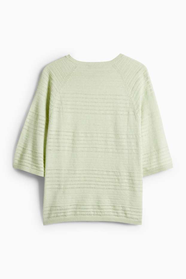 Femei - Pulover - amestec de in - structurat - verde deschis