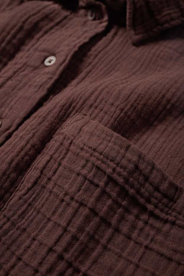 Damen - Musselin-Bluse - dunkelbraun