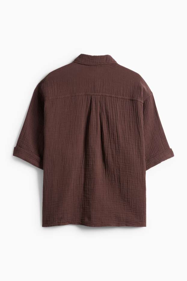 Damen - Musselin-Bluse - dunkelbraun