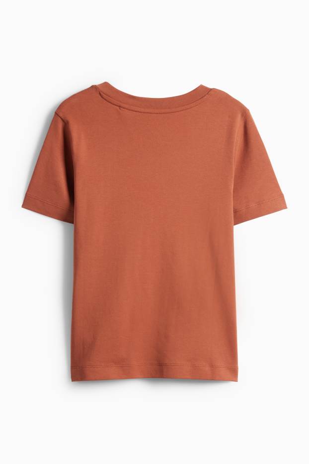 Femmes - T-shirt avec encolure en V - slim fit - marron