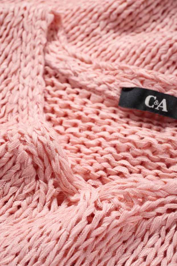 Damen - Strickpullover - kurzarm - pink