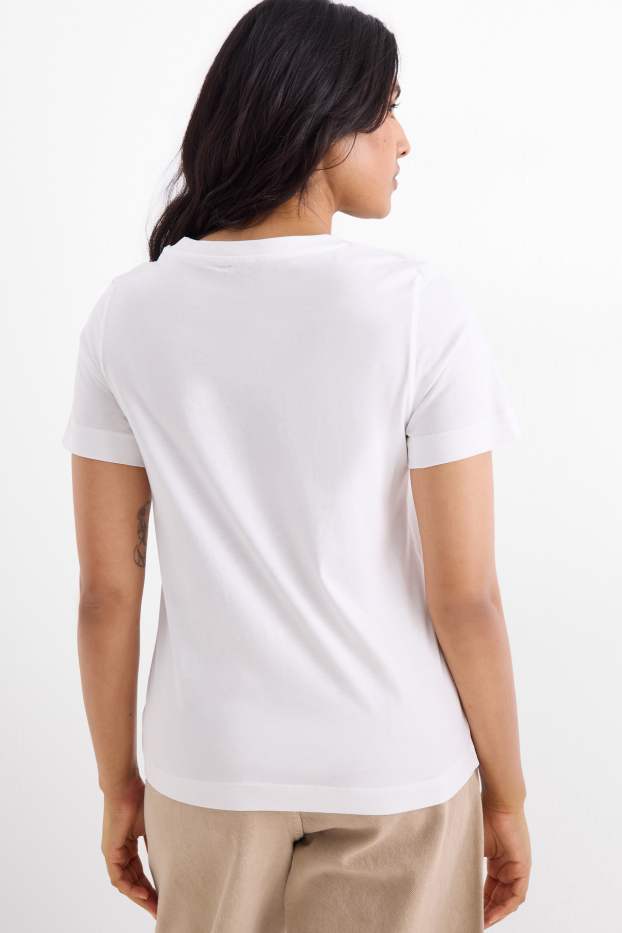 Donna - T-shirt - regular fit - effetto brillante - bianco