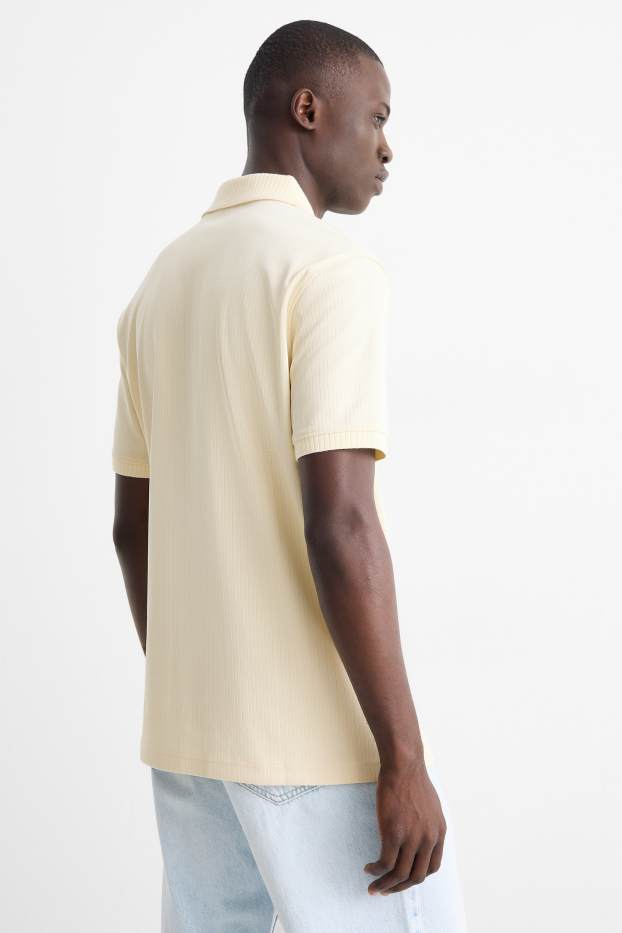 Home - Polo - regular fit - acanalat - blanc trencat