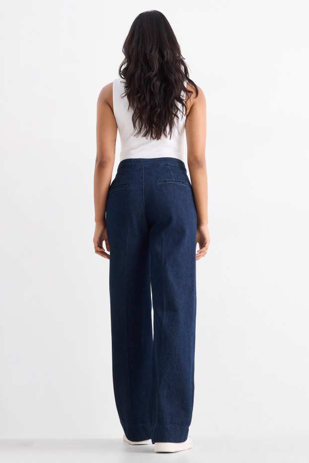 Damen - Wide Leg Jeans - High Waist - dunkelblau