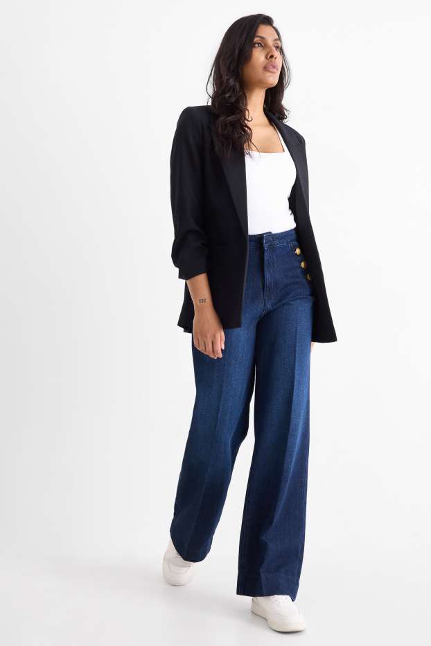 Damen - Wide Leg Jeans - High Waist - dunkelblau