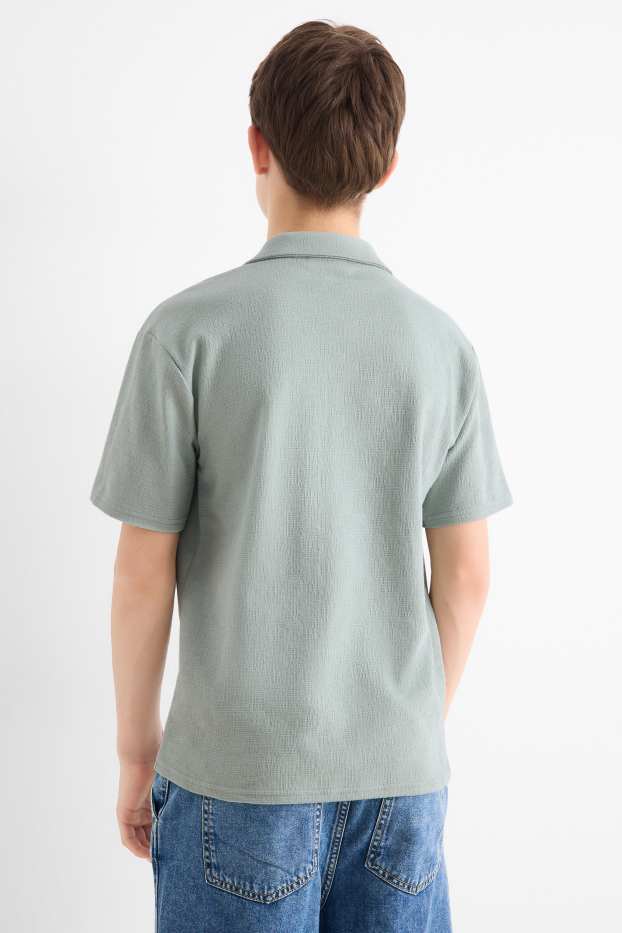 Bambini - Camicia - tessuto tramato - verde chiaro