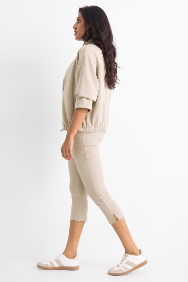 Dona - Pantalons capri - mid waist - slim fit - beix