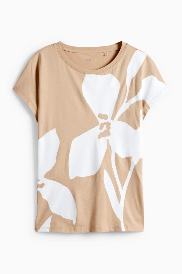 Women - T-shirt - regular fit - floral - white / beige