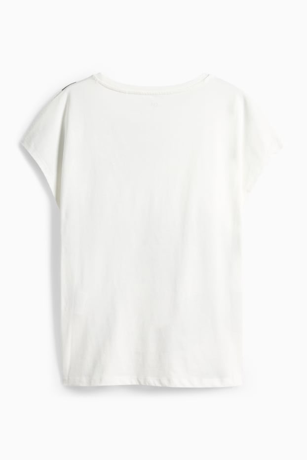 Dámské - Tričko - regular fit - s květinovým vzorem - bílá/zelená