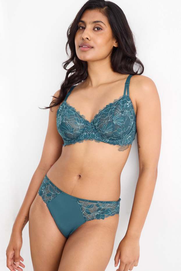 Damen - BH mit Bügel - unwattiert - dunkelgrün