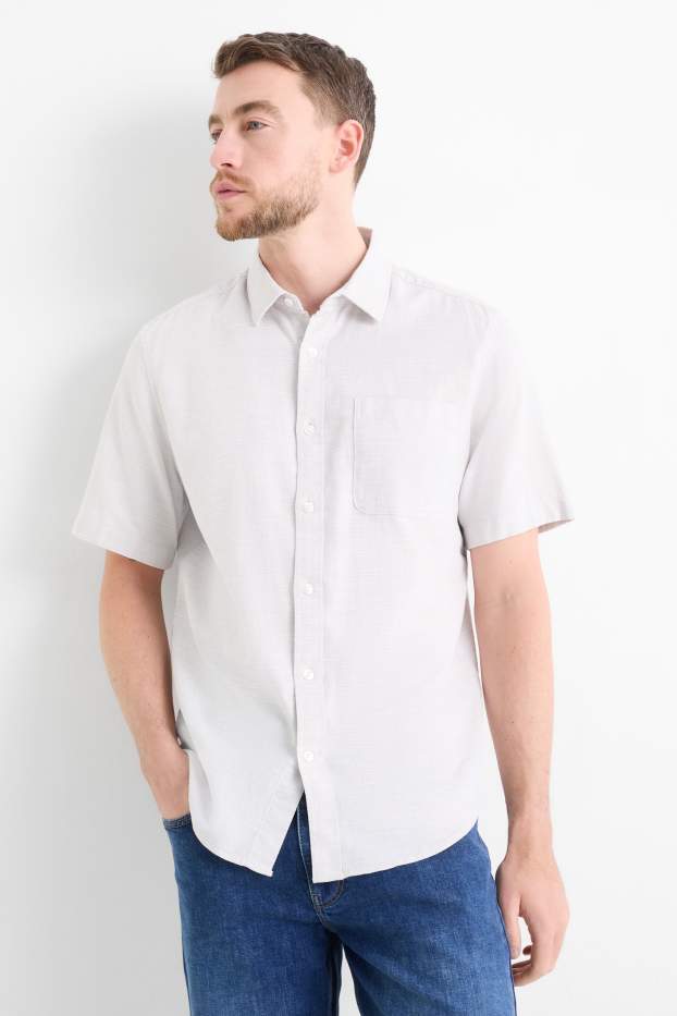 Uomo - Camicia - regular fit - collo all'italiana - grigio chiaro