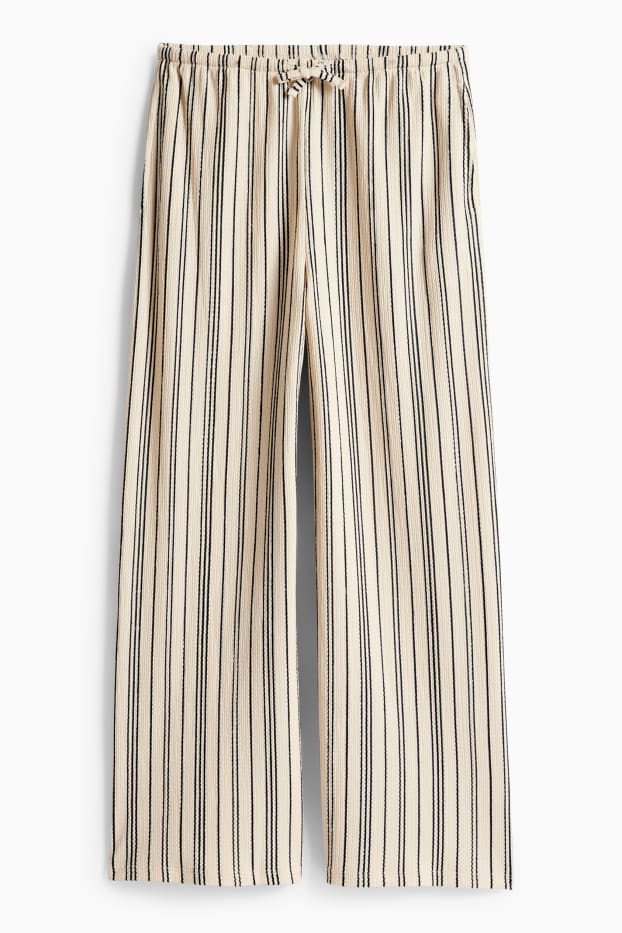 Kinder Mädchen - Jersey-Hose - gestreift - beige