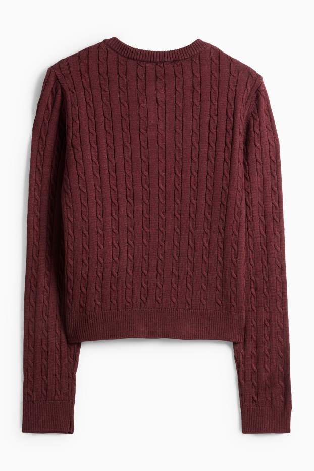 Dámské - Pletená bunda - bordeaux
