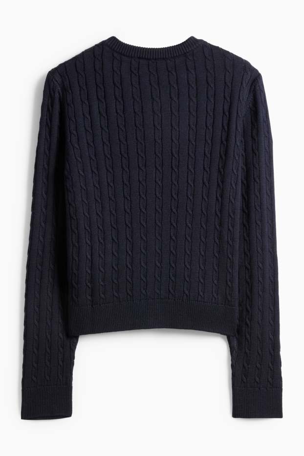 Dámské - Pletená bunda - tmavomodrá