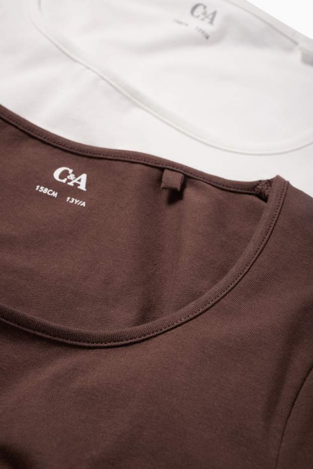 Kinder Mädchen - Multipack 2er - Kurzarmshirt - braun