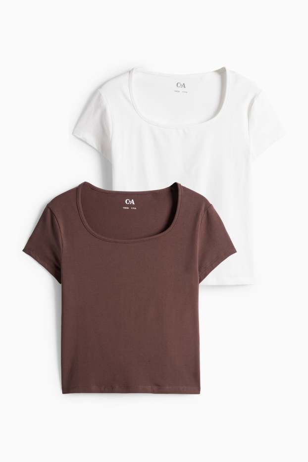 Kinder Mädchen - Multipack 2er - Kurzarmshirt - braun