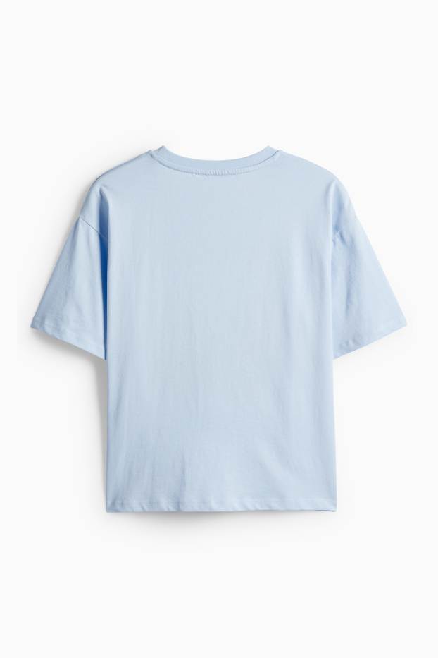 Kinder Mädchen - Schmetterling - Kurzarmshirt - hellblau