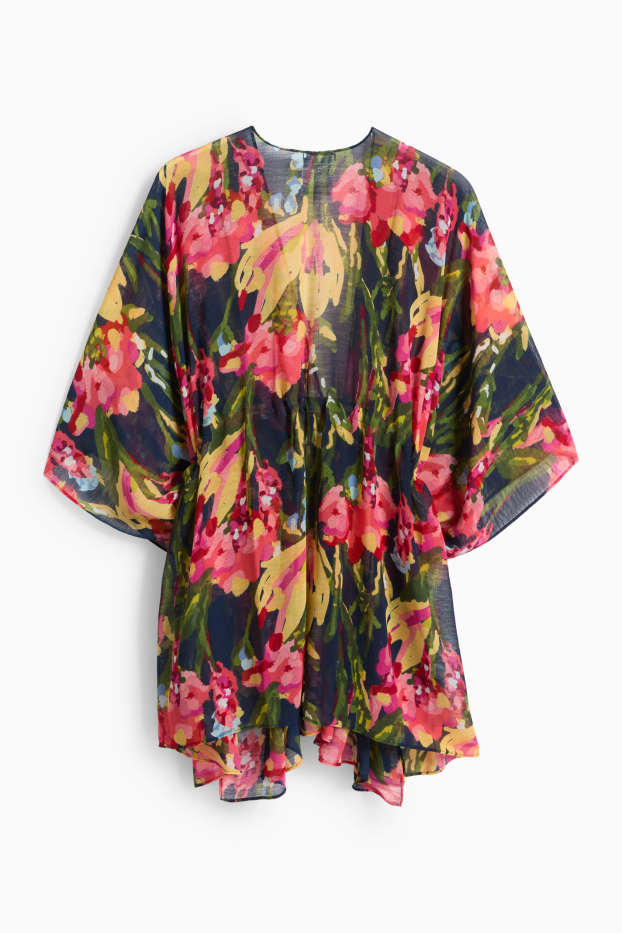 Damen - Kimono - geblümt - bunt