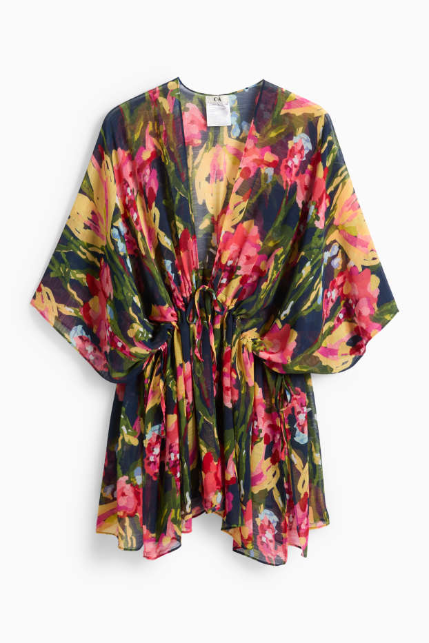 Damen - Kimono - geblümt - bunt