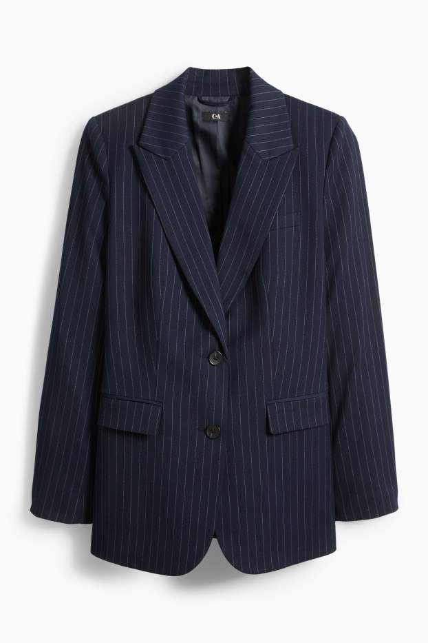 Dona - Blazer llarg - regular fit - ratlla diplomàtica - blau fosc