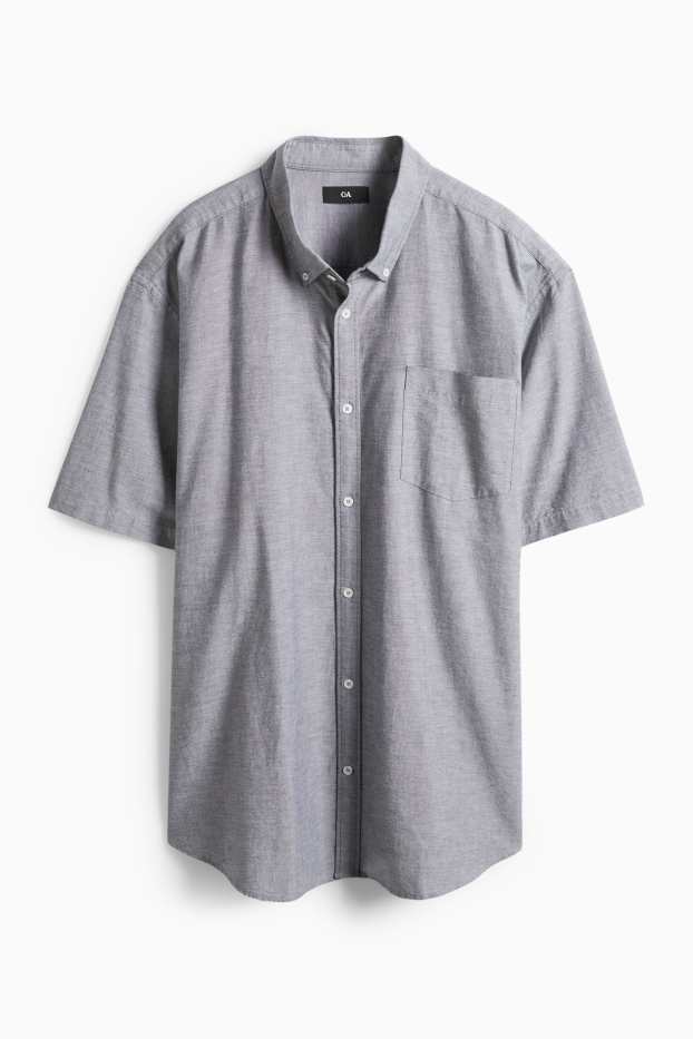 Heren - Overhemd - regular fit - button down - grijs