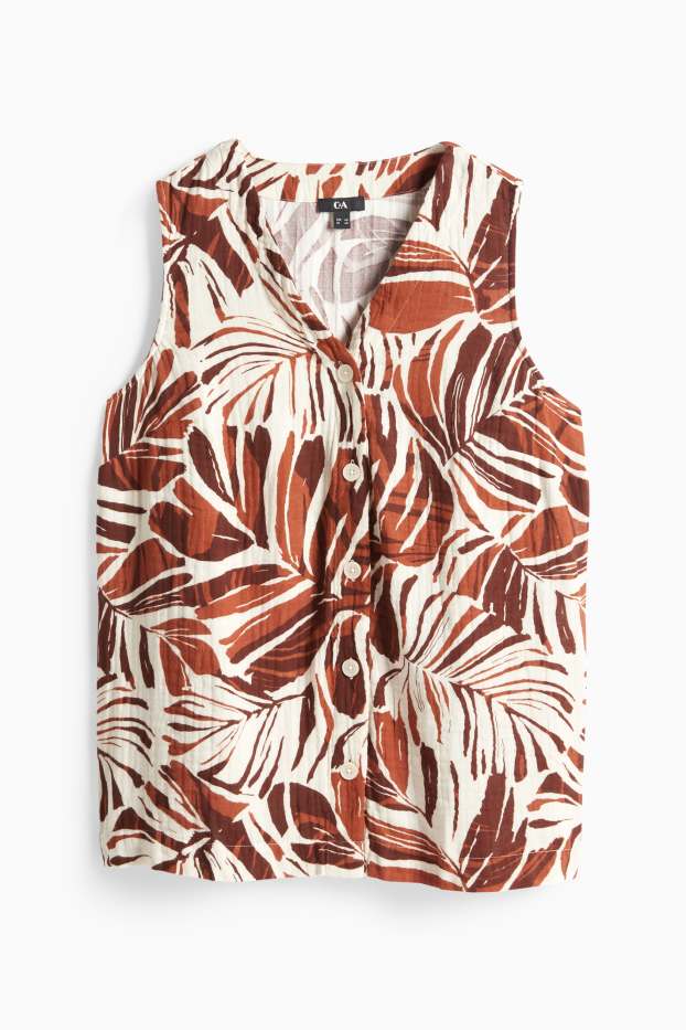 Damen - Weste - gemustert - beige / braun