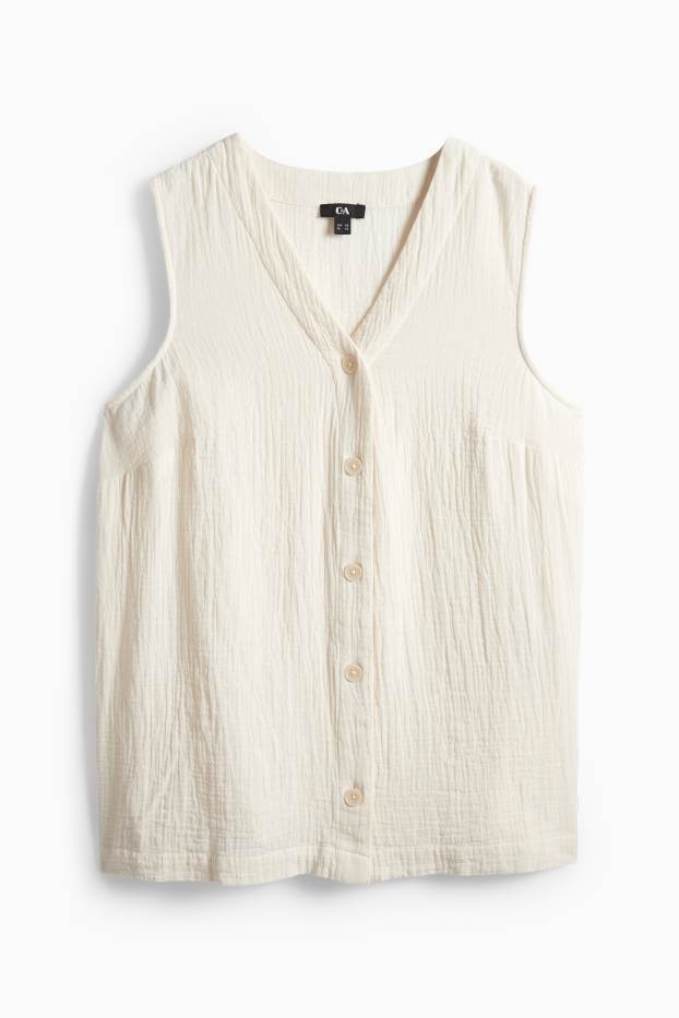 Damen - Top - cremefarben