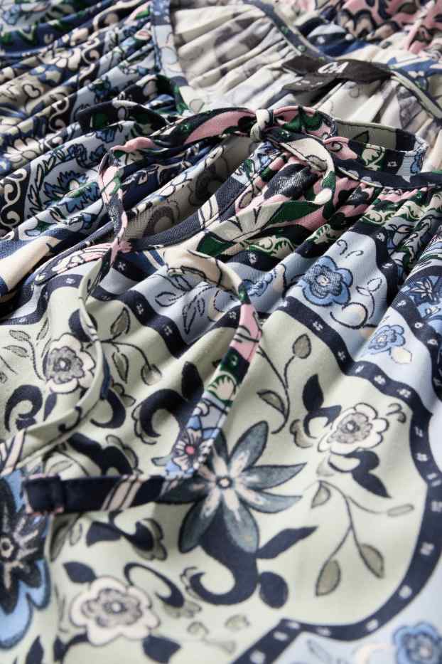 Damen - Viskose-A-Linien-Kleid - gemustert - bunt