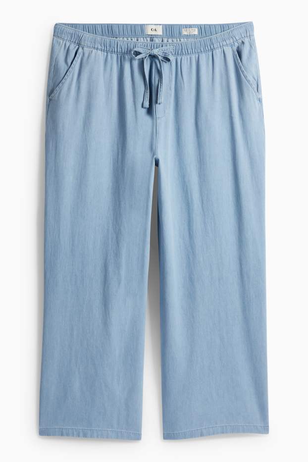 Dámské - Wide leg jeans - high waist - světle modrá