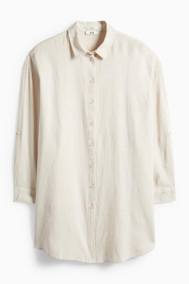 Dona - Camisa brusa - mescla de lli - beix