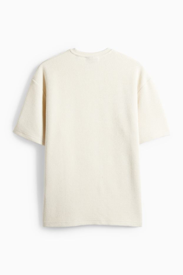 Uomo - T-shirt - relaxed fit - tessuto tramato - crema