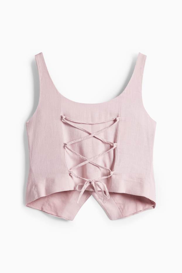 Women - Waistcoat with linen content - slim fit - rose
