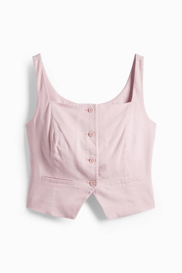 Women - Waistcoat with linen content - slim fit - rose