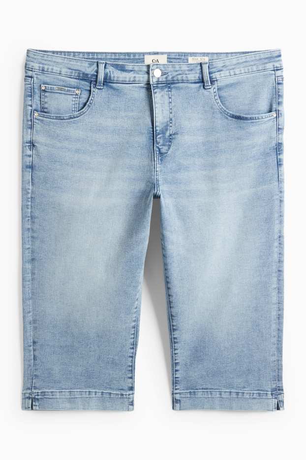 Dámské - Capri džíny - mid waist - slim fit - světle modrá