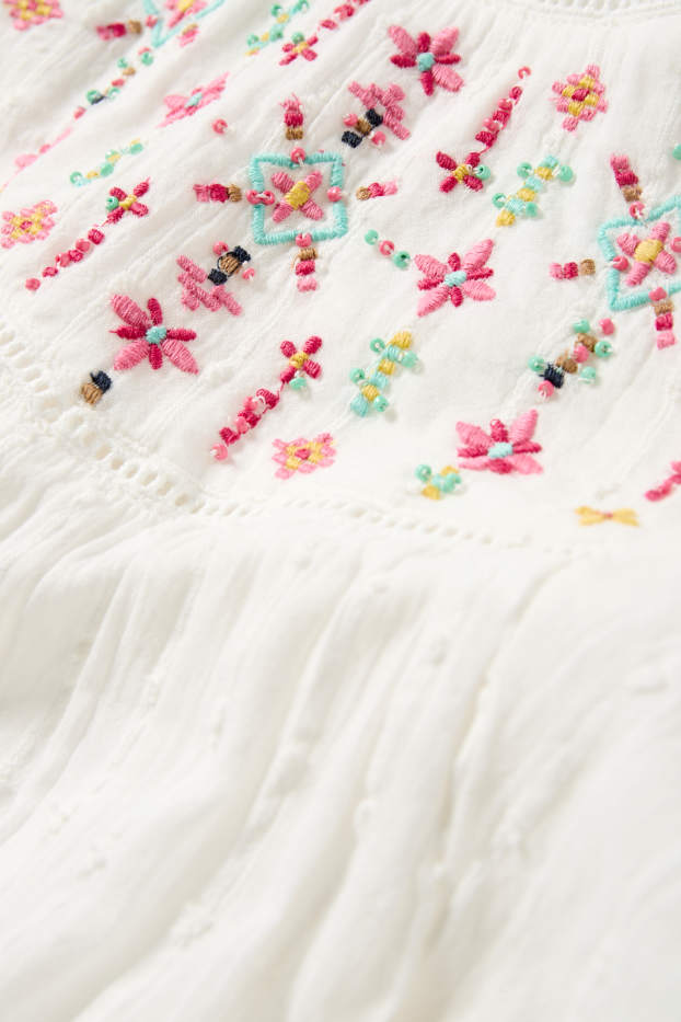 Kinder Mädchen - Musselin-Bluse - strukturiert - weiß