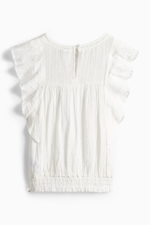 Kinder Mädchen - Musselin-Bluse - strukturiert - weiß