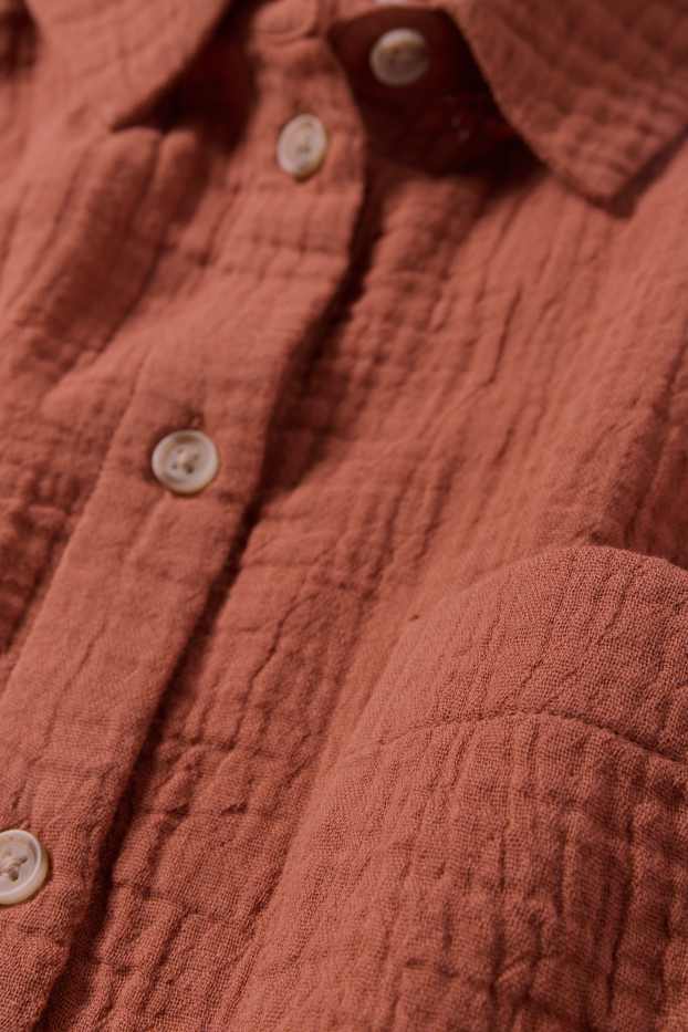 Femei - Bluză din muselină - maro