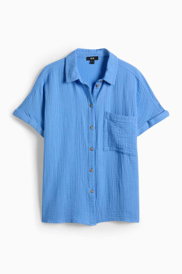 Femei - Bluză din muselină - albastru deschis