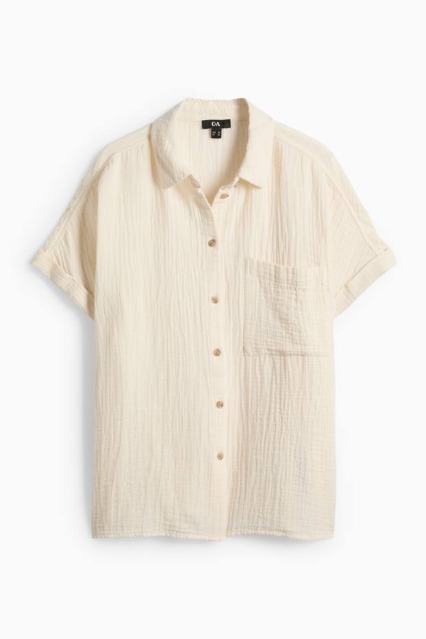 Femei - Bluză din muselină - crem