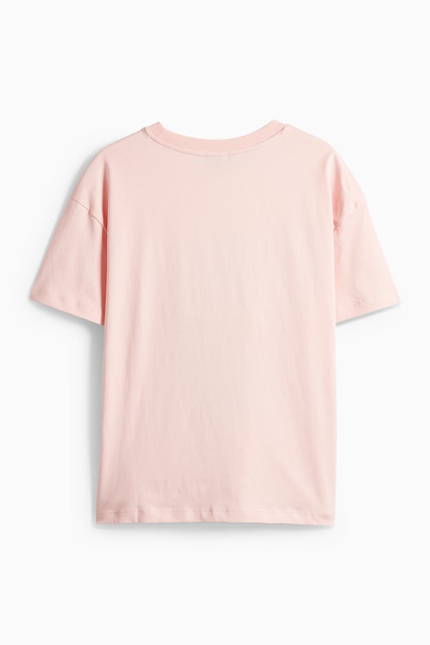 Damen - T-Shirt mit Strasssteinen - Relaxed Fit - rosa