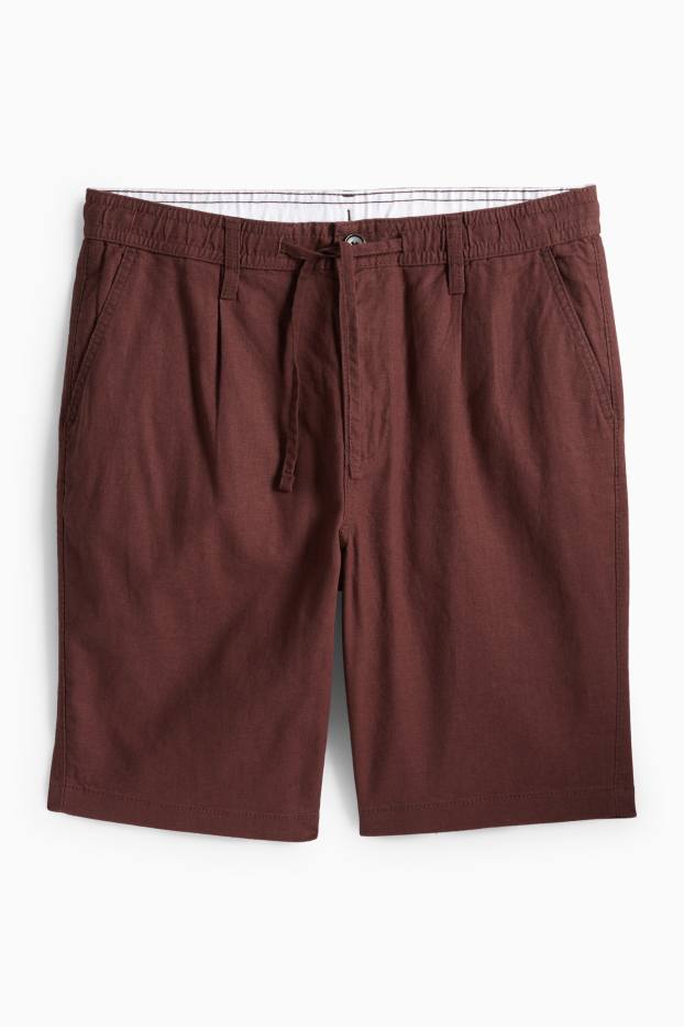 Heren - Short - linnenmix - bruin