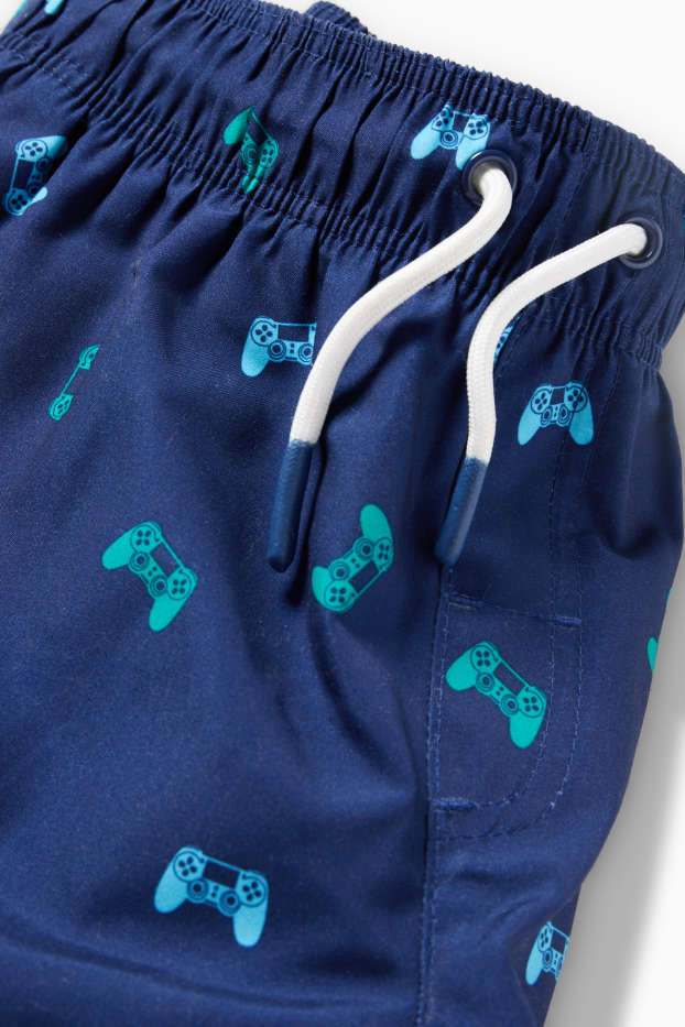 Enfants garçons - Commandes de jeux vidéo - short de bain - bleu foncé