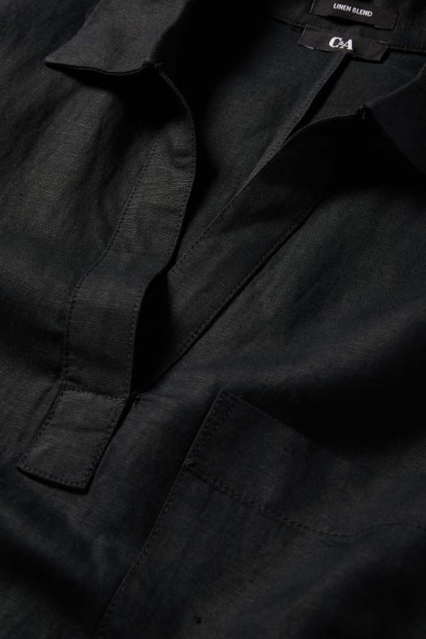 Women - Dress - straight fit - linen blend - black