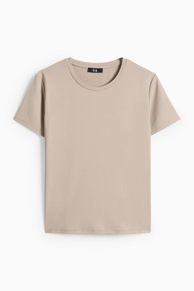 Women - T-shirt - slim fit - taupe