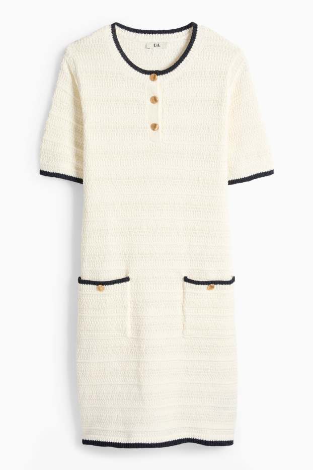 Femei - Rochie din tricot - structurată - albastru închis / alb-crem