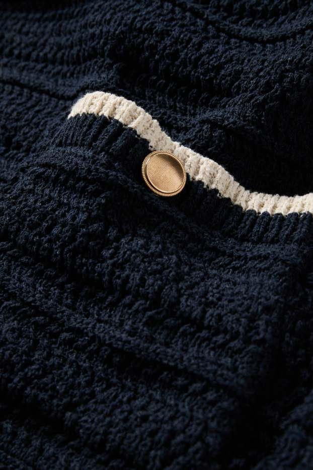 Femei - Rochie din tricot - structurată - albastru închis