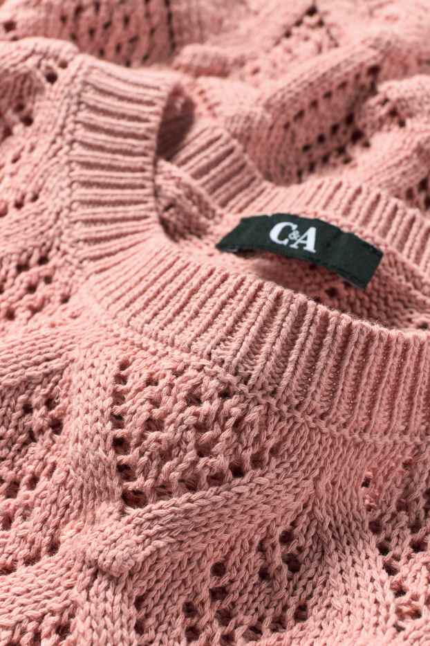 Dona - Jersei de punt - mànigues curtes - rosa fosc