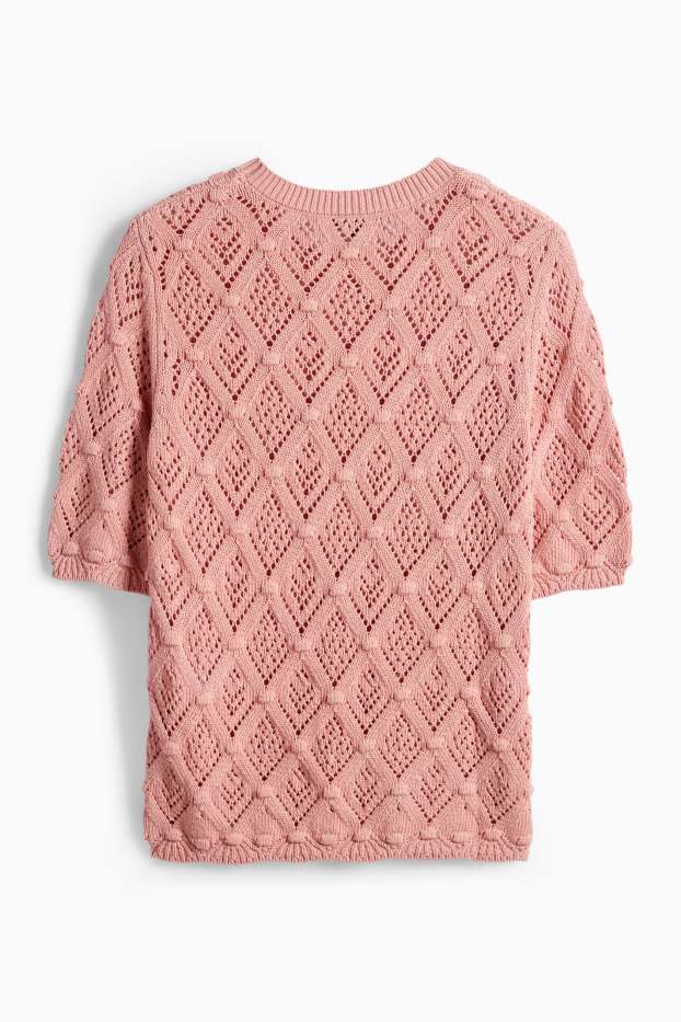 Dona - Jersei de punt - mànigues curtes - rosa fosc